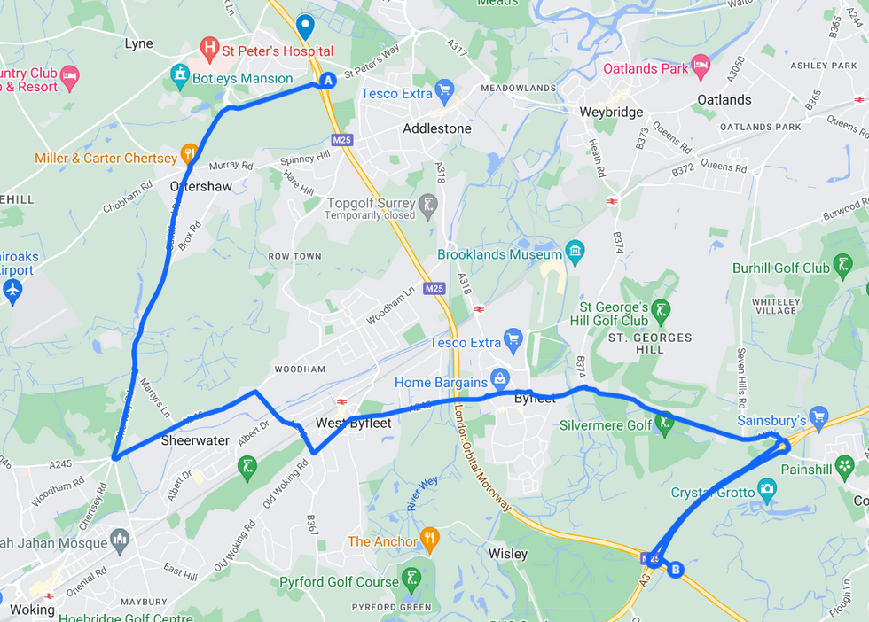The diversion route for the M25 this weekend\u200b