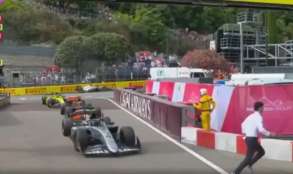 The dramatic moment came during a race that ultimately produced a thrilling finish