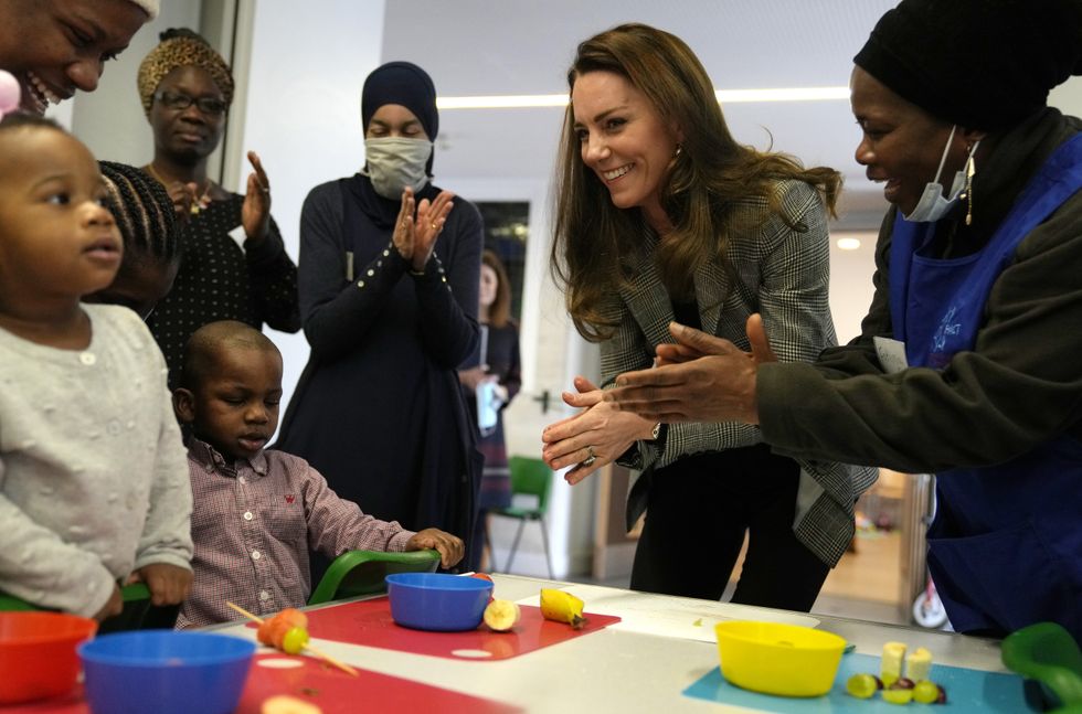 The Duchess of Cambridge (second right) during a visit to PACT (Parents and Children Together) in Southwark, south London, to learn more about how communities can support parents and their families with their mental wellbeing and improve the health and development outcomes for young children. Picture date: Tuesday February 8, 2022.