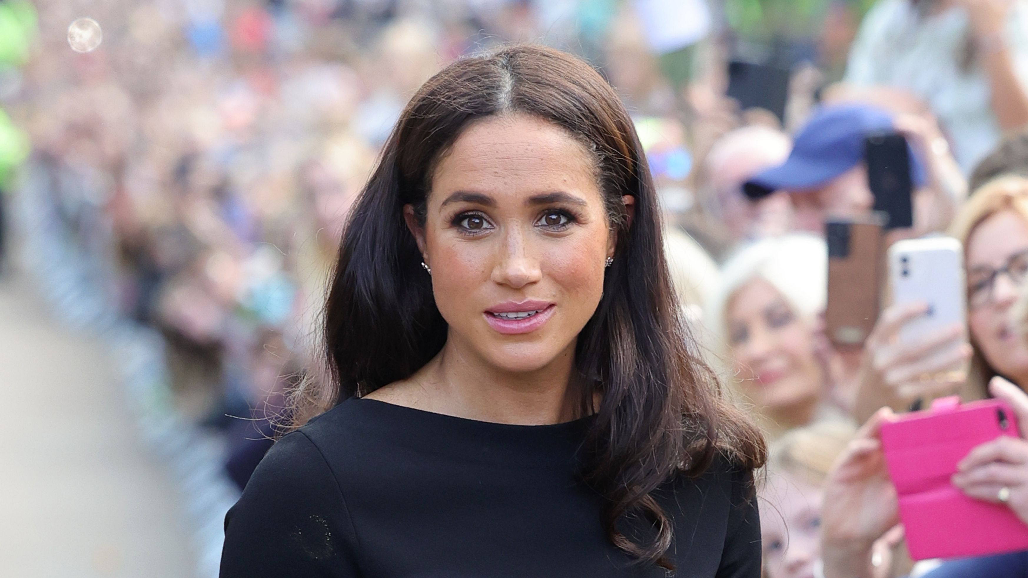 The Duchess of Sussex meeting members of the public at Windsor Castle in Berkshire following the death of Queen Elizabeth II on Thursday. Picture date: Saturday September 10, 2022.