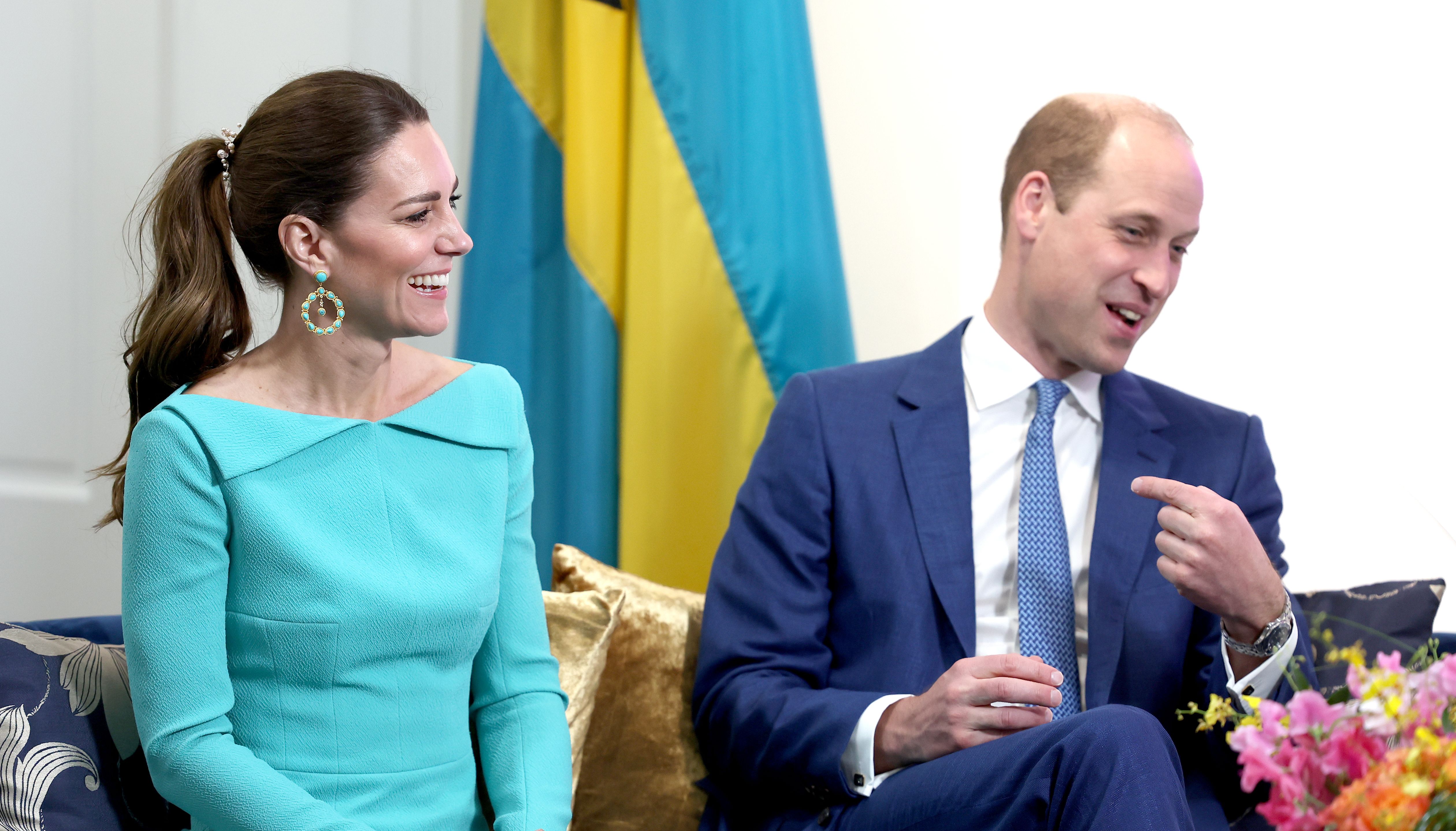 The Duke and Duchess of Cambridge during a private meeting with the Prime Minister of the Bahamas Philip Brave Davis, at his office in Nassau, Bahamas, on day six of their tour of the Caribbean on behalf of the Queen to mark her Platinum Jubilee. Picture date: Thursday March 24, 2022.