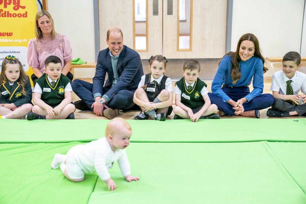 The Duke and Duchess of Cambridge during a visit to St. John's Primary School