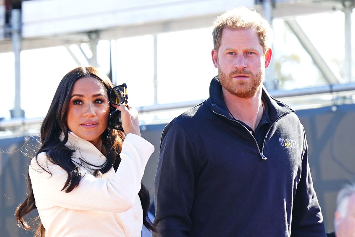The Duke and Duchess of Sussex attending the Invictus Games athletics events in the Athletics Park, at Zuiderpark the Hague,