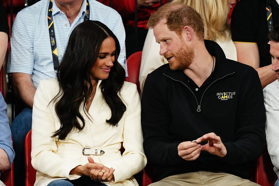 The Duke and Duchess of Sussex attending the Invictus Games sitting volleyball event in the Invictus Games Stadium, at Zuiderpark the Hague, Netherlands. Picture date: Sunday April 17, 2022.