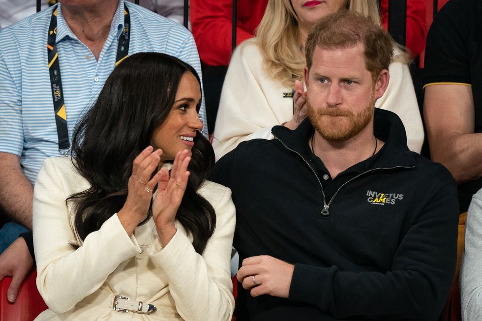 The Duke and Duchess of Sussex attending the Invictus Games sitting volleyball event in the Invictus Games Stadium, at Zuiderpark the Hague, Netherlands. Picture date: Sunday April 17, 2022.