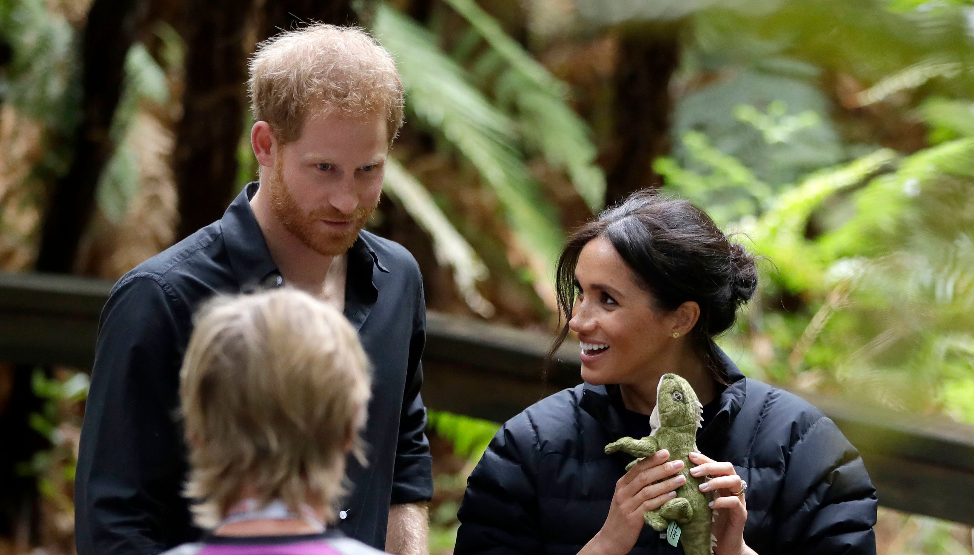 The Duke and Duchess of Sussex during a visit to Redwoods Tree Walk and Mountain Biking Showcase in Rotorua, New Zealand, on day four of the royal couple's tour of New Zealand in 2018