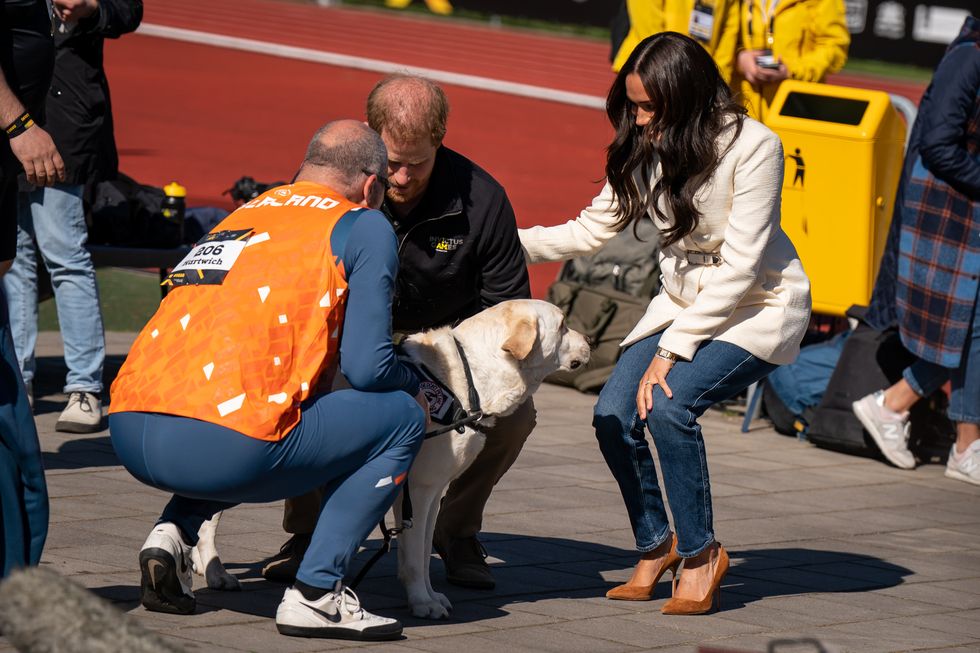 The Duke and Duchess of Sussex during the Invictus Games athletics events in the Athletics Park, at Zuiderpark the Hague, Netherlands.