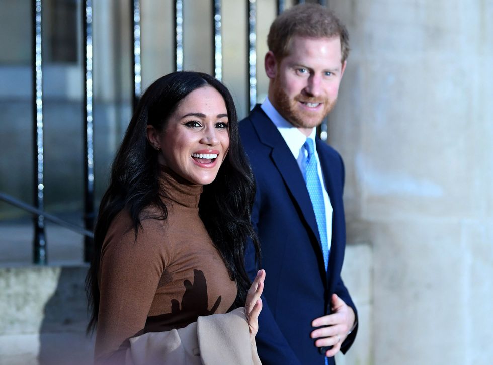 The Duke and Duchess of Sussex leaving after their visit to Canada House, central London
