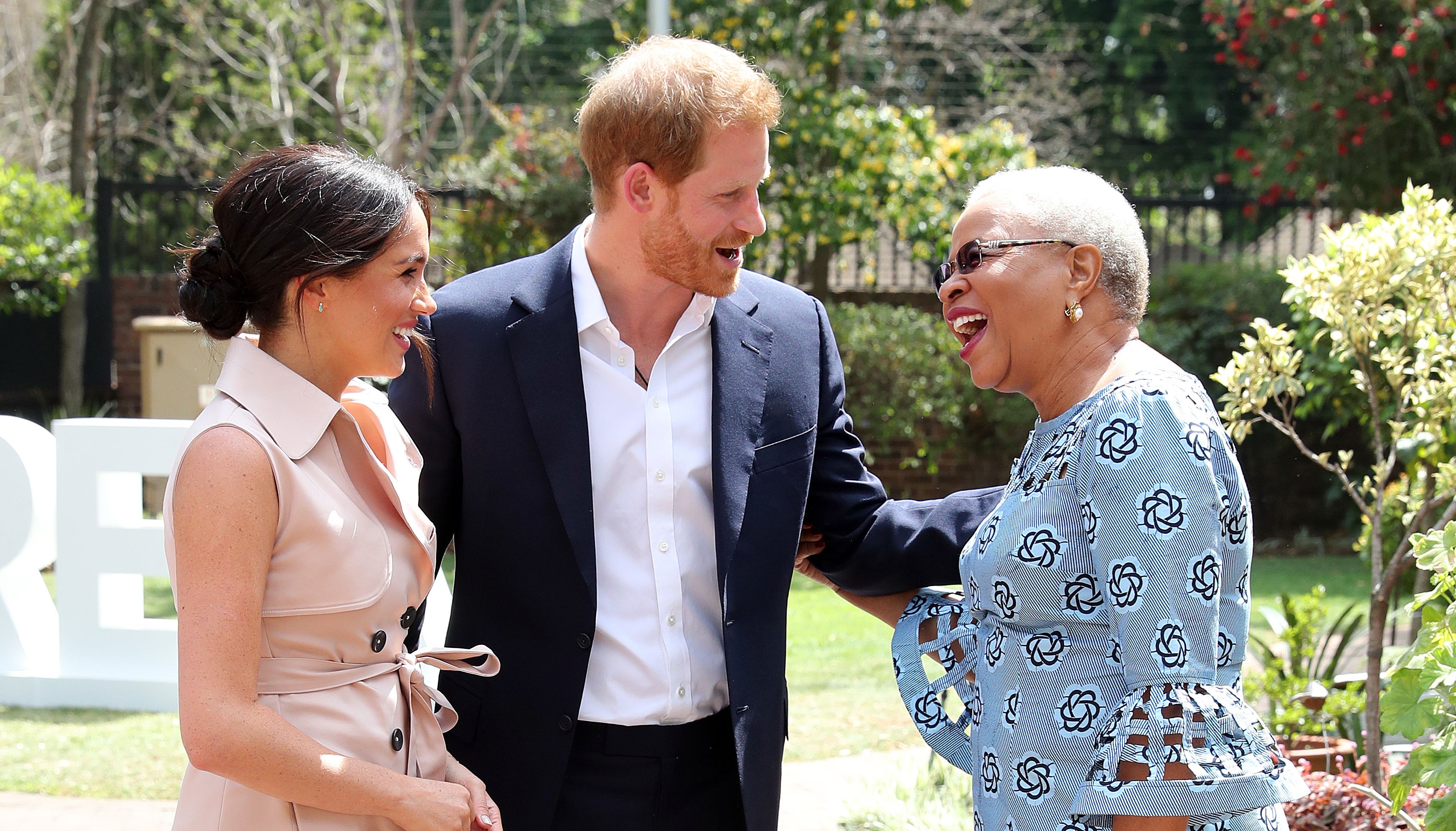 The Duke and Duchess of Sussex meet Graca Machel, widow of the late Nelson Mandela, on the last day of their tour in Africa.