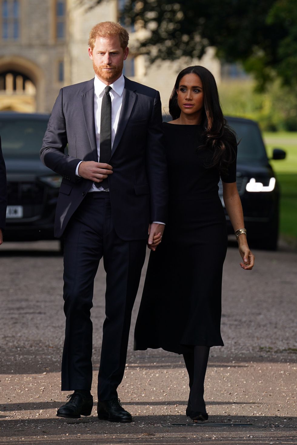 The Duke and Duchess of Sussex meeting members of the public at Windsor Castle in Berkshire following the death of Queen Elizabeth II on Thursday. Picture date: Saturday September 10, 2022.