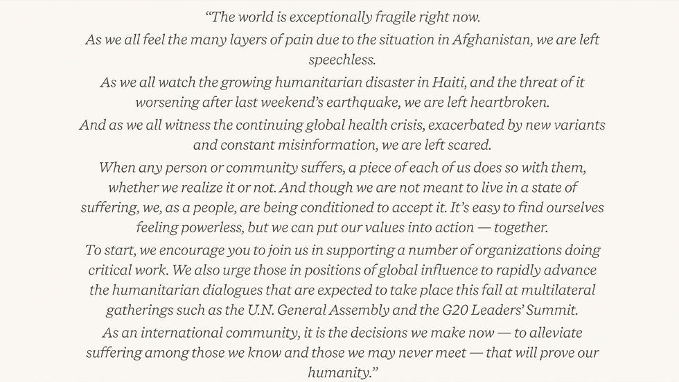 The Duke and Duchess of Sussex posted this message on their Archewell website