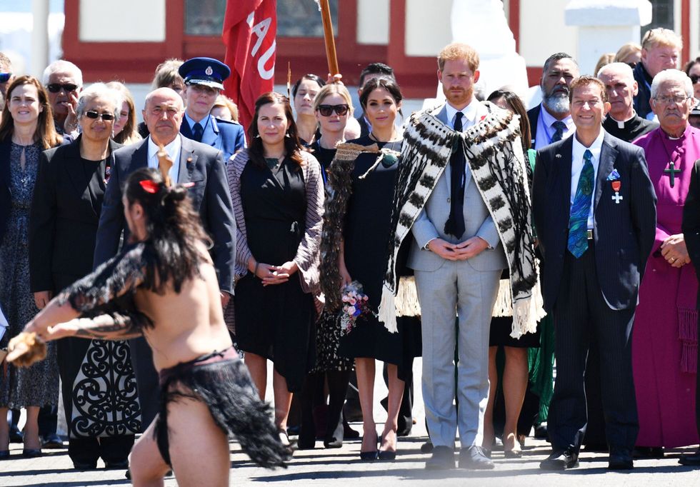 The Duke and Duchess of Sussex wore traditional Maori cloaks called Korowai during a visit to Te Papaiouru, Ohinemutu, in Rotorua, in 2018