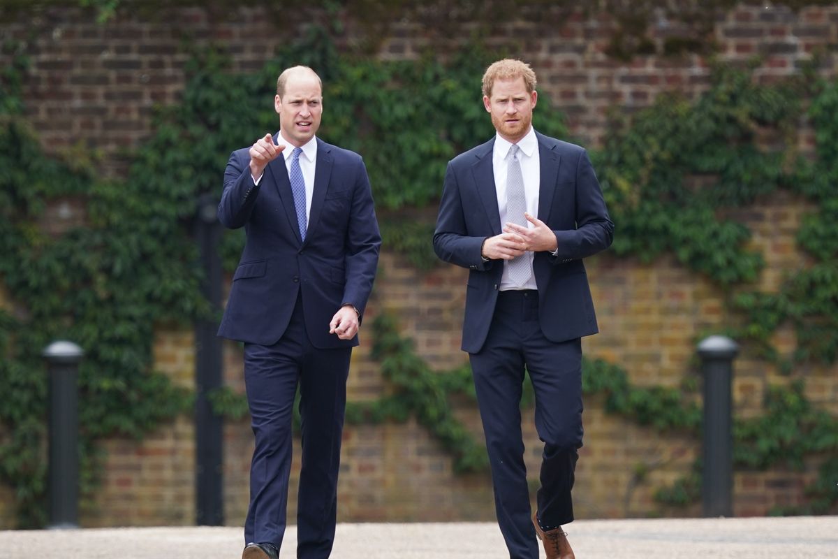 The Duke of Cambridge and Duke of Sussex arrive for the unveiling of a statue they commissioned of their mother Diana