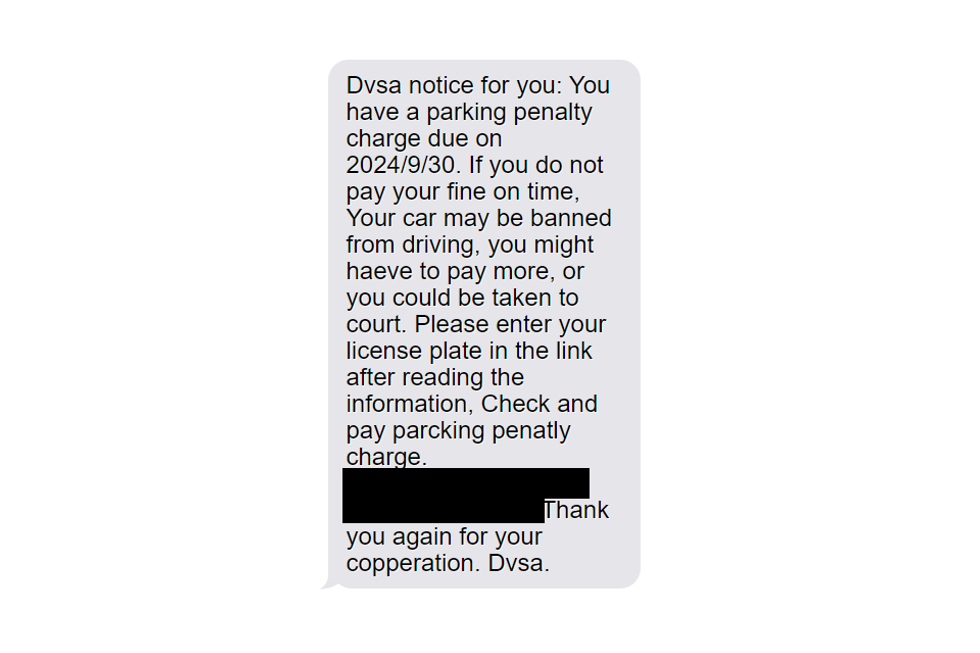 The DVSA scam text \u200b