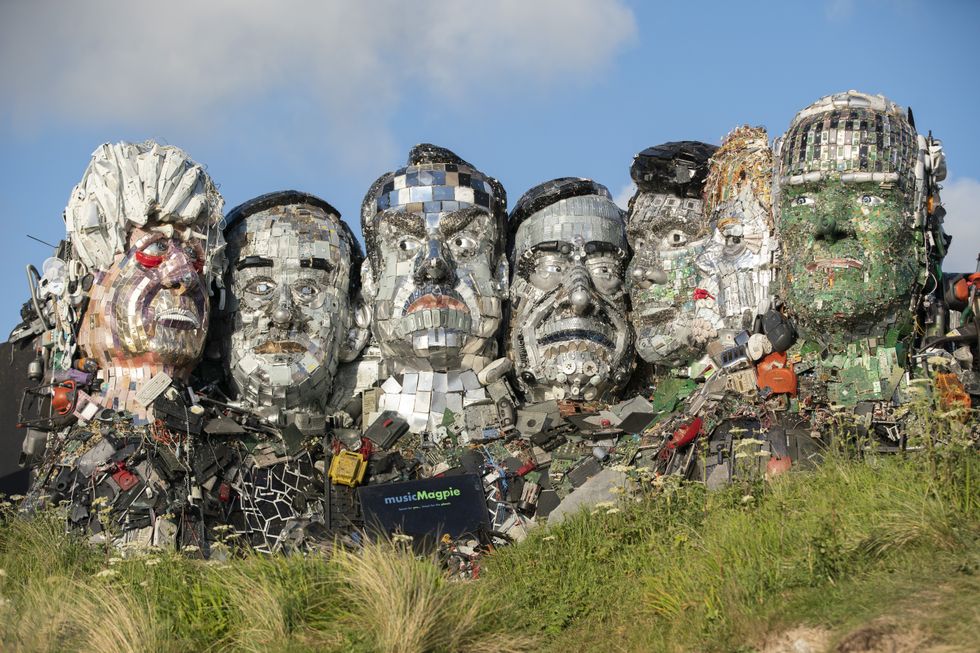 The E7 has been created out of e-waste, in the likeness of the G7 leaders and in the style of Mount Rushmore by British artist Joe Rush.