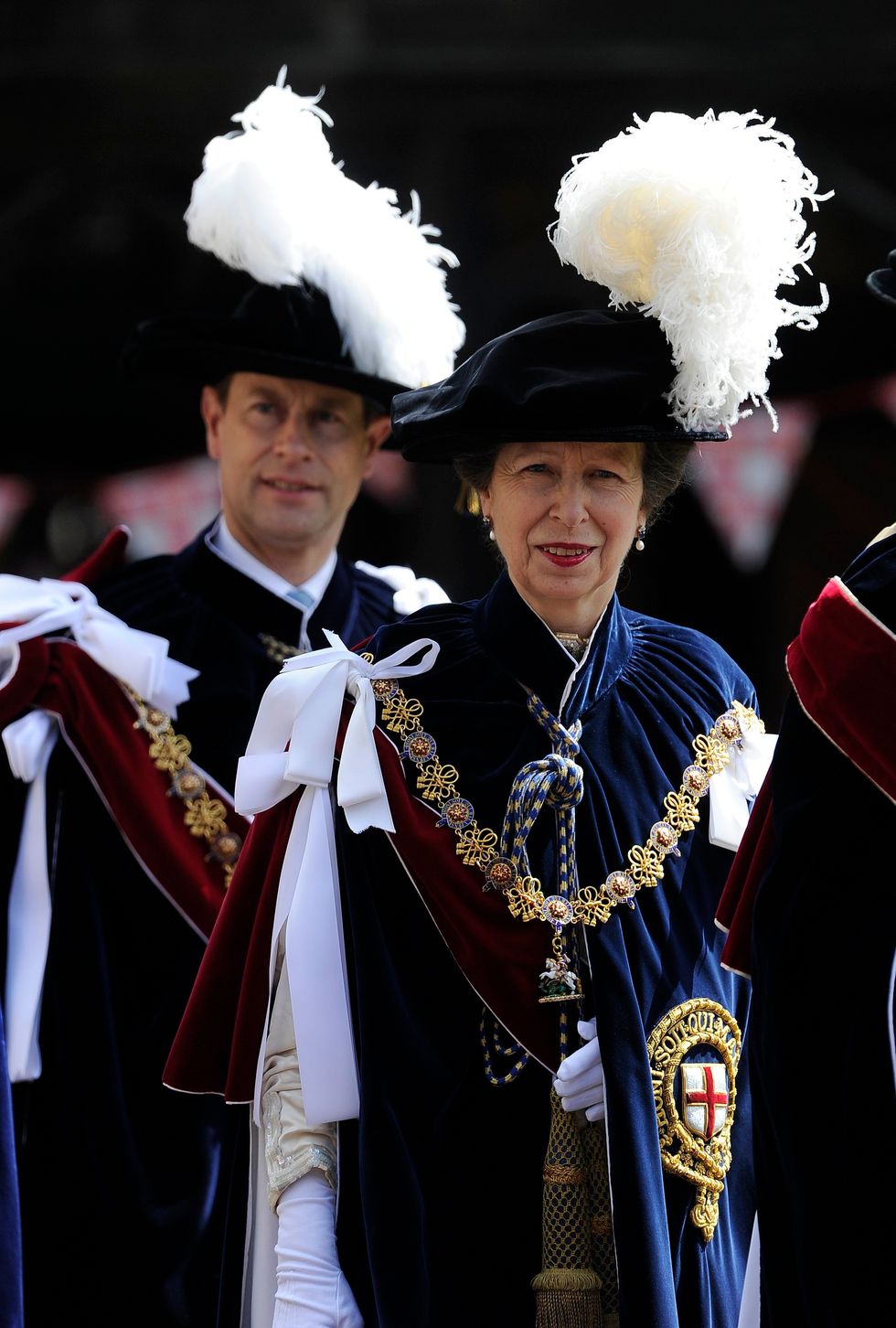 The Earl of Wessex and the Princess Royal attending the annual Order of the Garter Service at St George's Chapel at Windsor Castle, Berkshire.