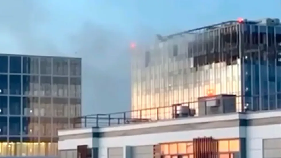 The early morning drone attack struck a skyscraper in the Russian capital