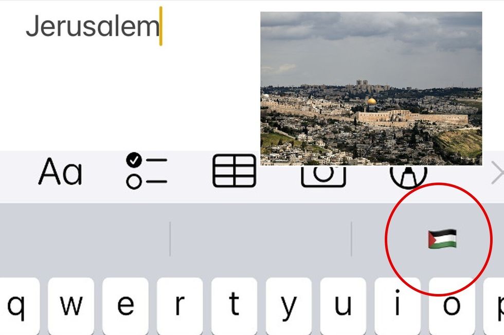The emoji was appearing when typing in Jerusalem \u200b