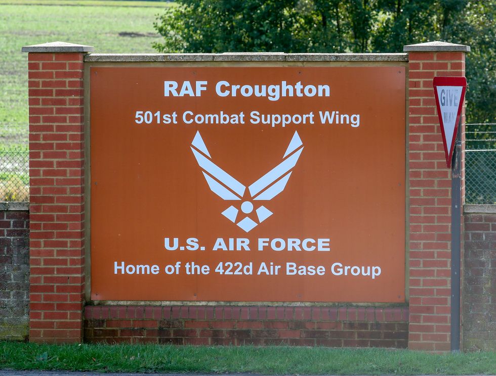 The entrance to RAF Croughton, in Northamptonshire, near where Harry Dunn, 19, died in 2019.