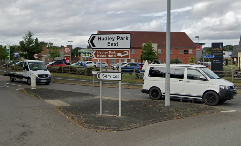 The EV charging sign was removed from this roundabout