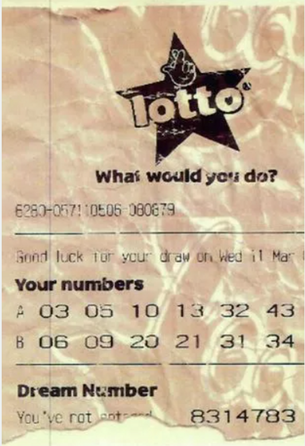 The fake 'winning' ticket