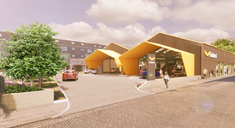 The Fastned drive-thru charging station