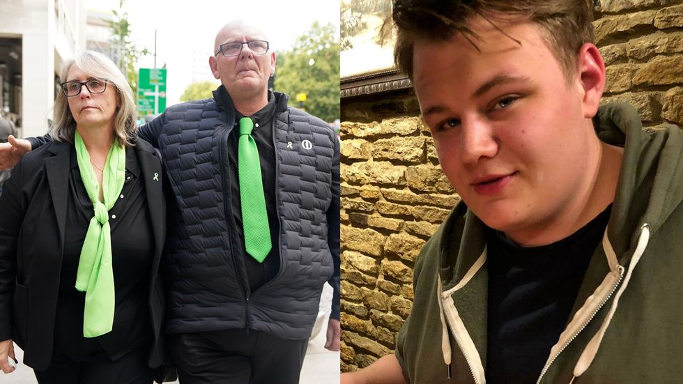 The father of 19-year-old Harry Dunn, Tim Dunn with stepmother Tracey Dunn (left), Harry Dunn (right)