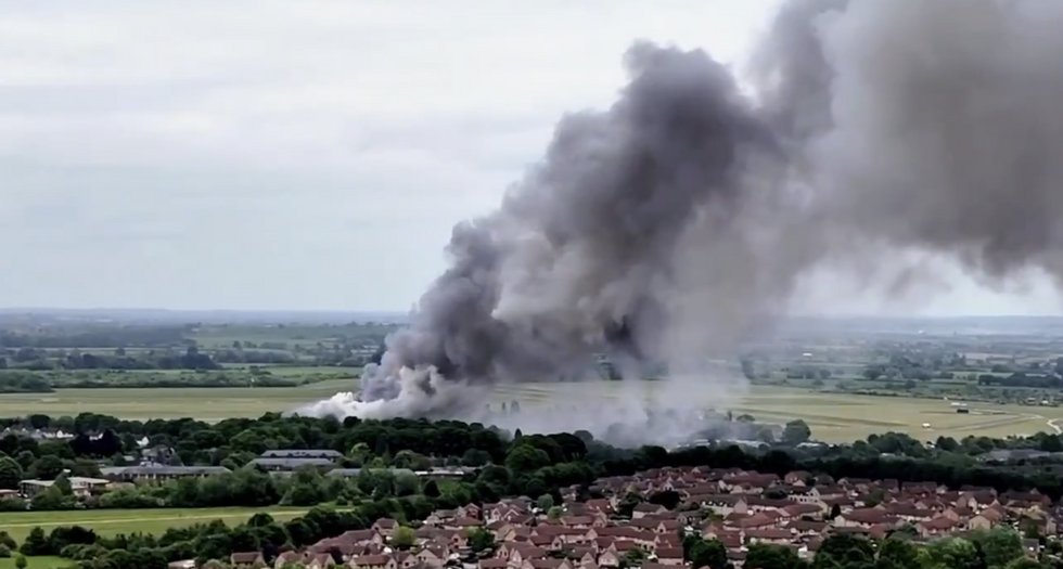 The fire broke out a former RAF base in Oxfordshire