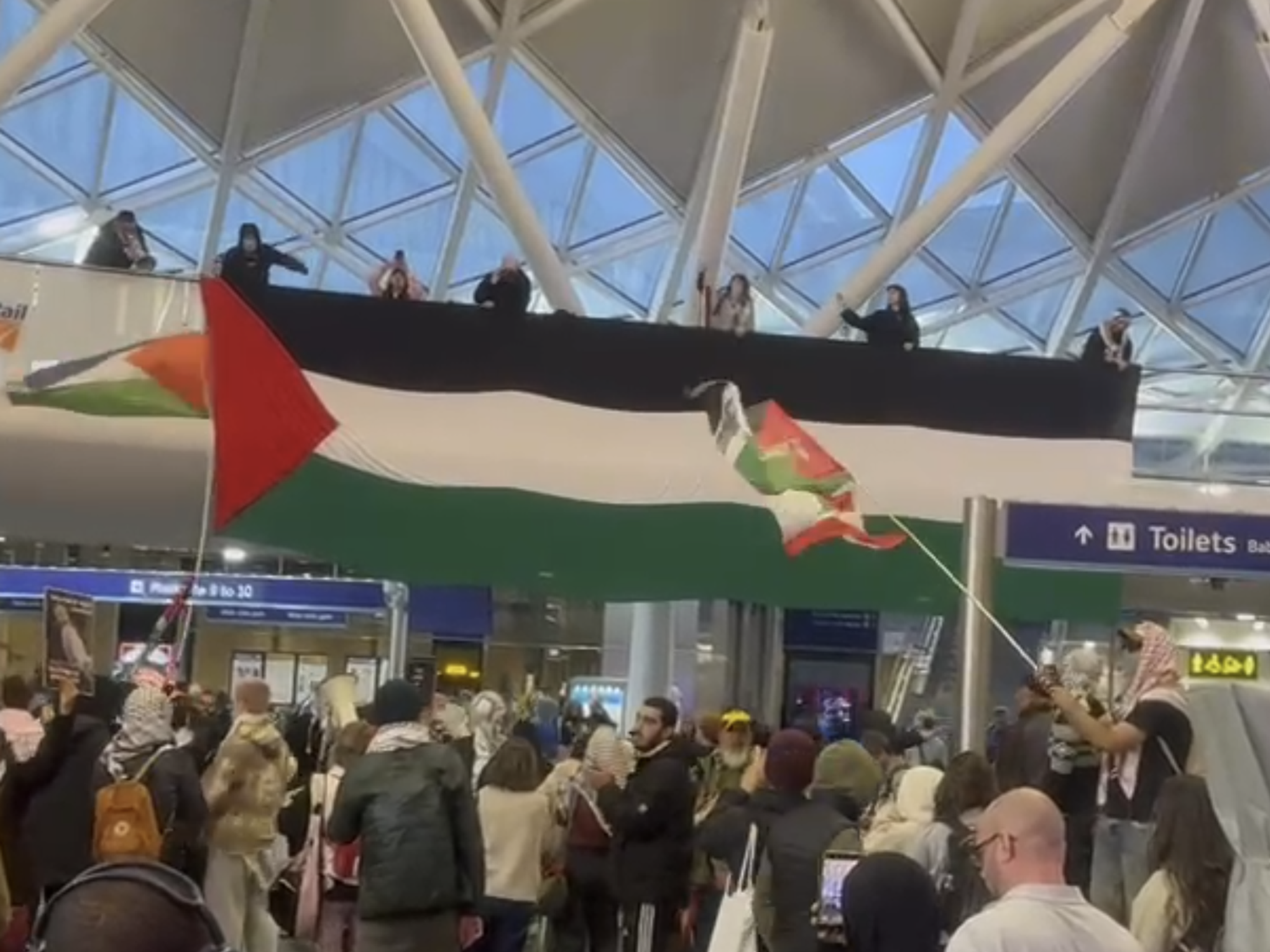 The flag was unfurled at the London station