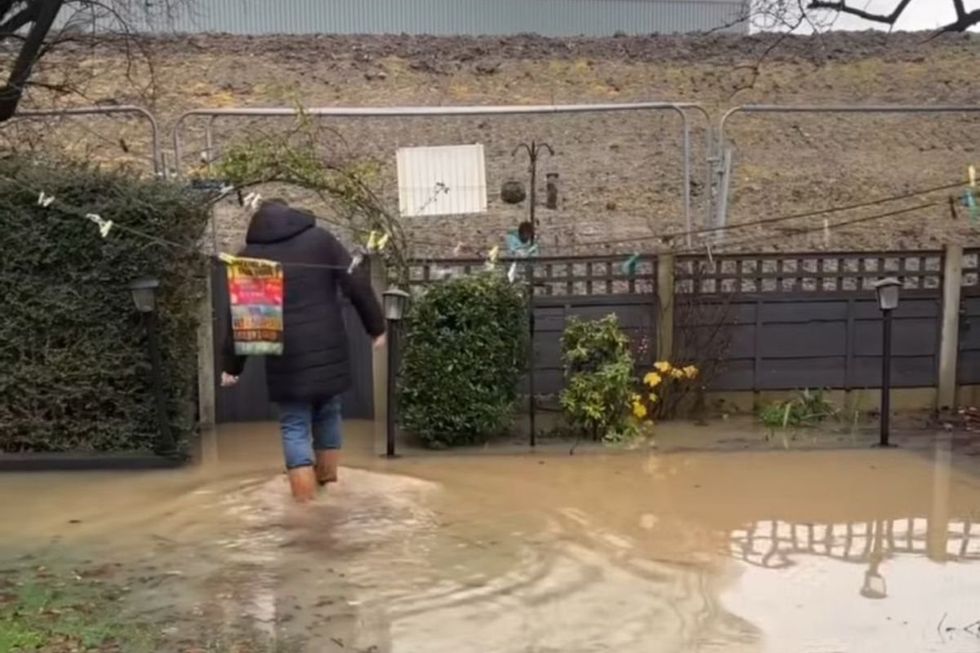 The flooding is causing serious problems for parents collecting children from a nearby primary school