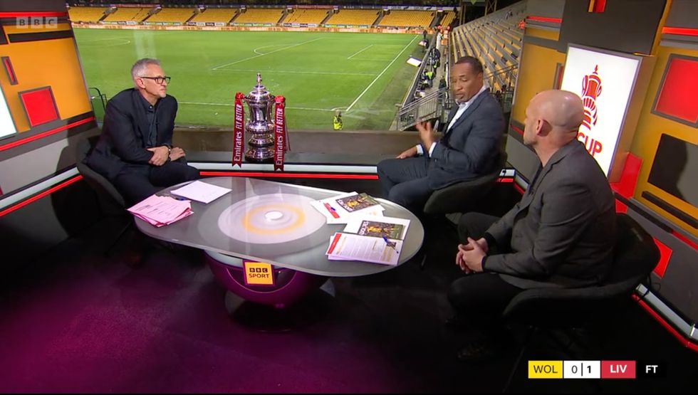 The football pundit seemed flustered as he looked for an explanation on air.