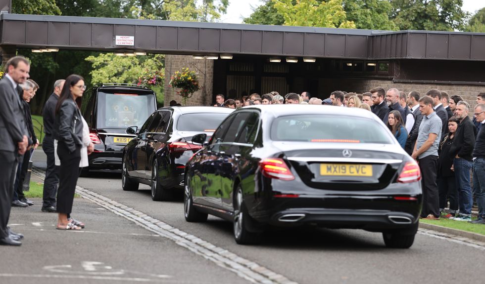 The funeral procession for Rab Wardell arriving at Dunfermline Crematorium. Wardell died after suffering a cardiac arrest while lying in bed with his partner, Olympic cyclist Katie Archibald, on August 23, days after winning the Scottish MTB XC Championships. Picture date: Wednesday September 7, 2022.