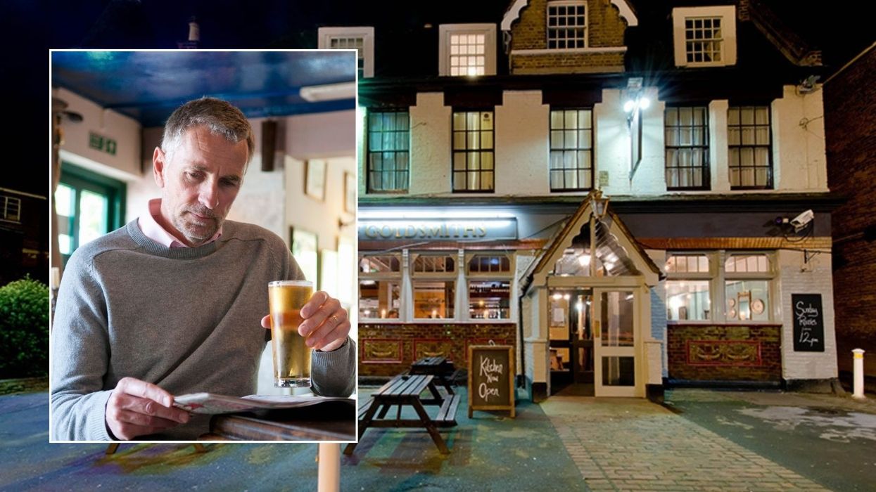 The GoldSmith Arms and sad man with a pint