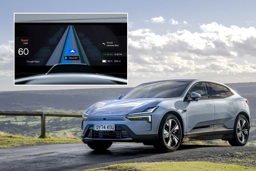 The Google Maps lane assistance technology and a Polestar 4