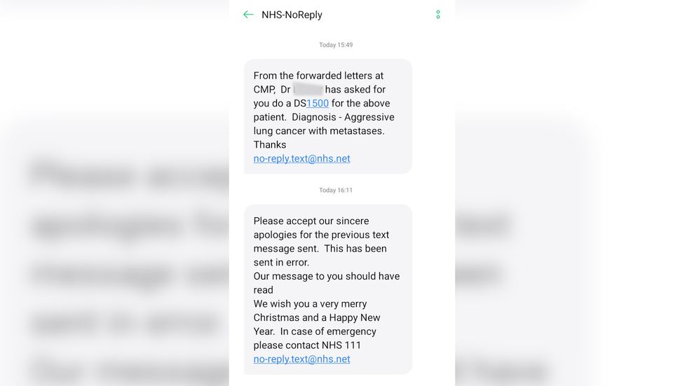 The GP surgery near Doncaster sent out the lung diagnosis in error