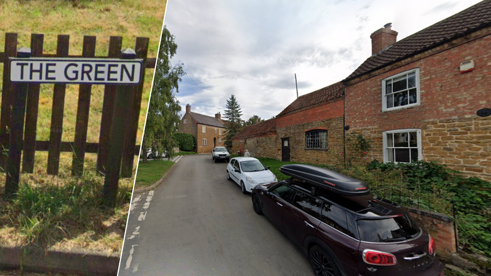 The Green road sign/Stathern street view