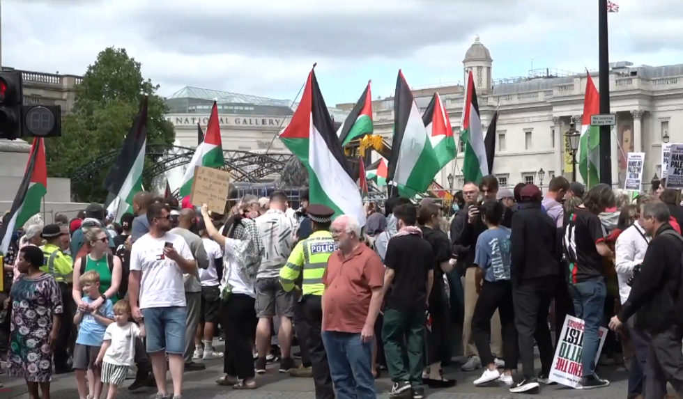 The group are protesting in London