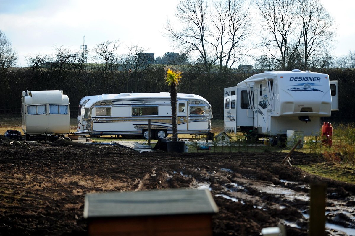 Neighbours demand travellers are jailed for turning quiet fields into sprawling caravan park