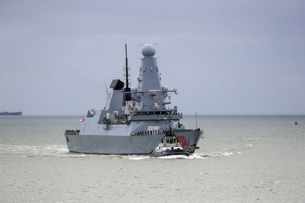 The HMS Dragon seen from the Round Tower as she returns to Portsmouth Naval Base after a training exercise off the Egyptian coast.