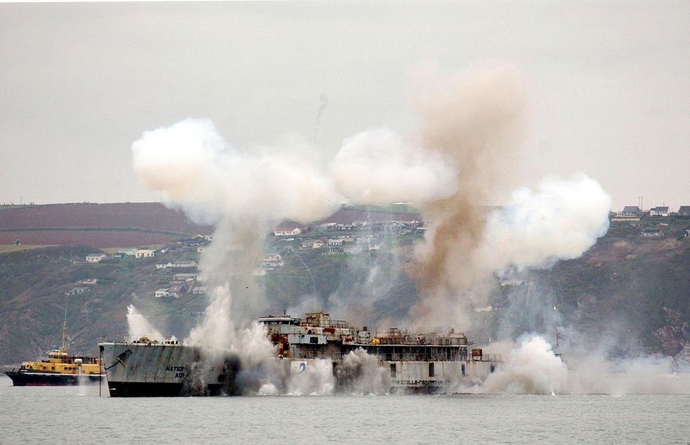 The HMS Scylla sunk off Whitsand Bay, Cornwall, creating an offshore reef in 2004.