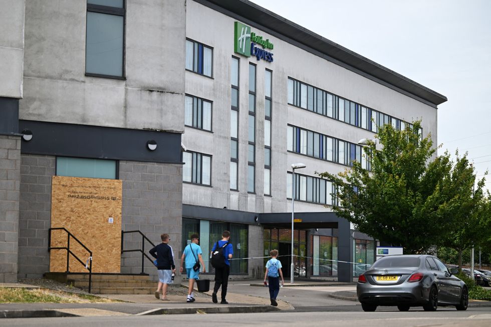 The Holiday Inn Express in Rotherham boarded up