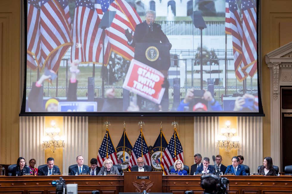 The House select committee investigating the attack on the U.S. Capitol holds their final meeting to vote on criminal referrals against former President Donald Trump in the Cannon House Office Building in Washington, U.S. December 19, 2022. Jim Lo Scalzo/Pool via REUTERS