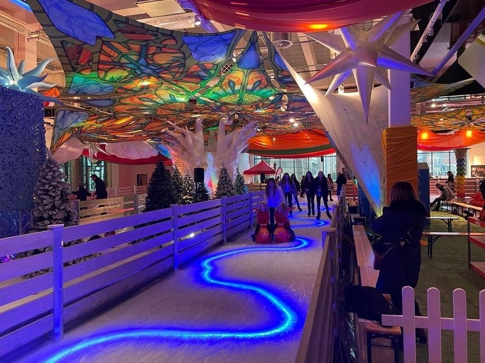 The ice-skating rink at the Unreal Xmas experience