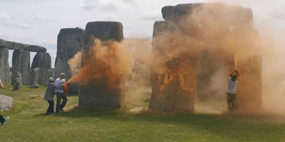NextImg:Just Stop Oil now target STONEHENGE as world heritage site defaced with orange paint