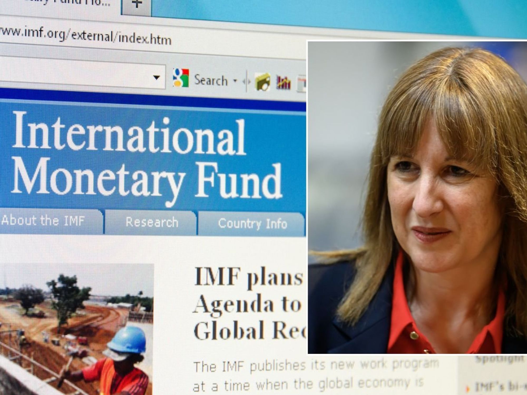 The IMF's webiste and Rachel Reeves