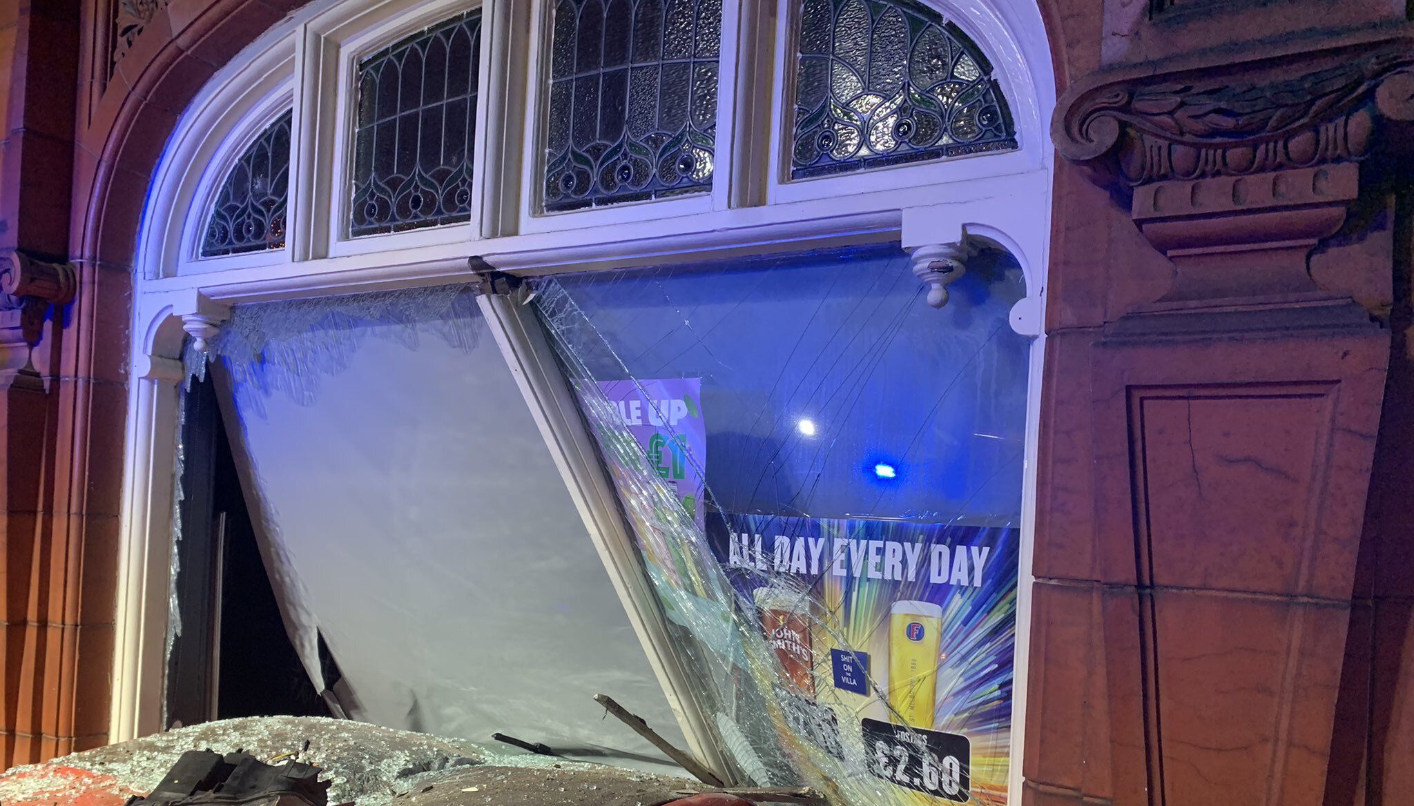 The incident caused extensive damage to the pub