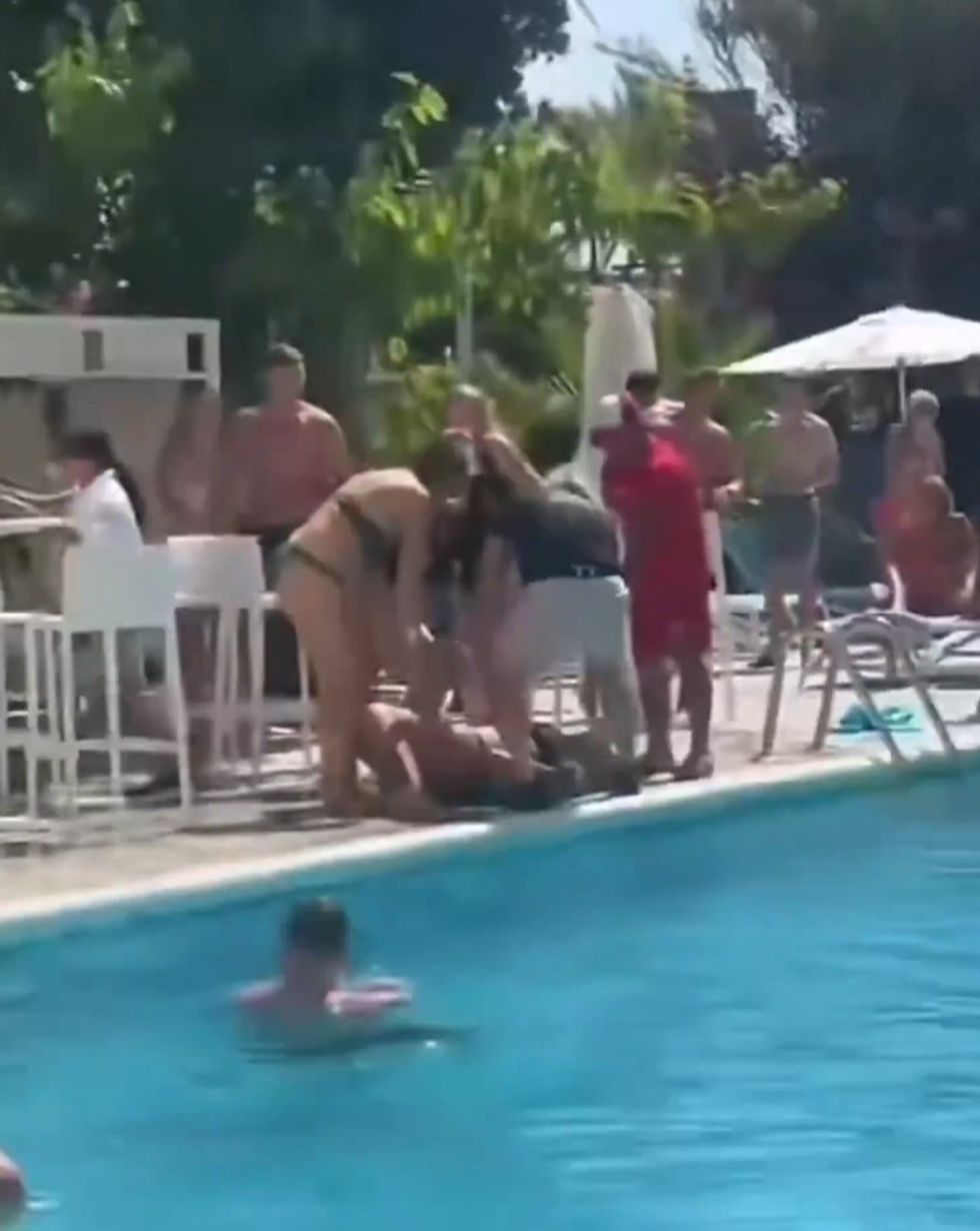 The incident left the woman on the floor after being hit by a chair