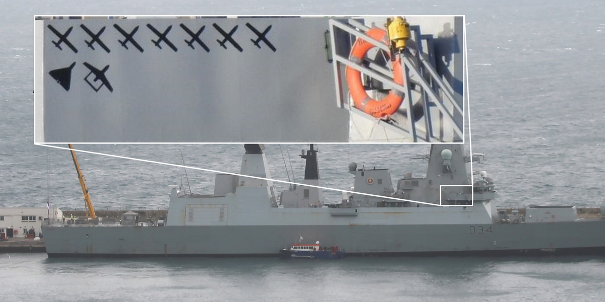 NextImg:HMS Diamond arrives in Gibraltar with 'kill marks' for destroyed Houthi drones