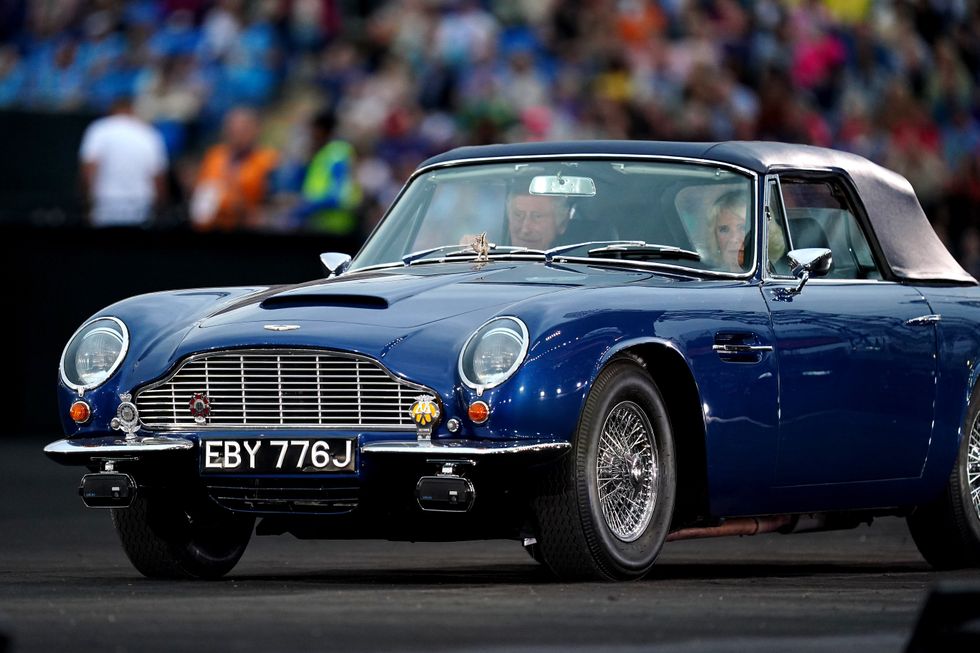 The King and Queen driving the DB6 at the opening of the Commonwealth Games