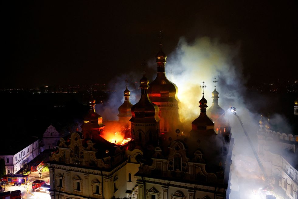The Kyiv Pechersk Lavra on fire